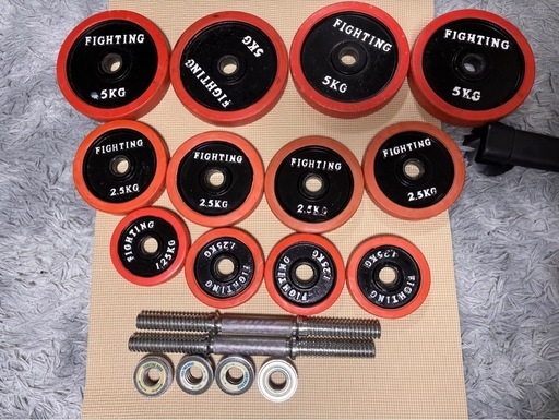 中古】FIGHTING ラバーダンベル 40kgセット（20kg×2） (バド) 新