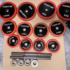 中古】FIGHTING ラバーダンベル 40kgセット（20kg×2） (バド) 新