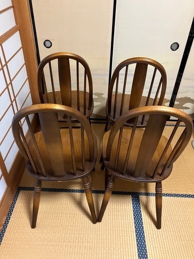 飛騨産業 キツツキ ウィンザーチェア ダイニング 昭和レトロ 椅子 アンティーク 飛騨産業 2脚 キツツキ ウィンザーチェア ダイニングチェア