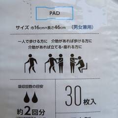 【無料】紙パンツ専用 尿とりパッド（未使用・未開封）30枚入り（月島手渡し）の画像