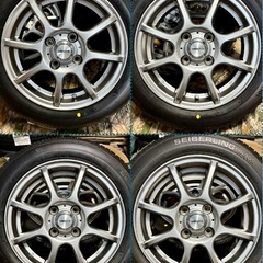 ⑰155/65R14新品タイヤ4本と中古美品ホイールとナット付きの画像