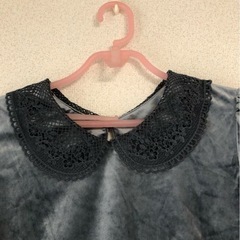 未使用 x-girl グレー レース襟 長袖ワンピース サイズ1の画像