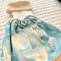 オフショルダートップスミニスカート貝殻柄ブルー水色夏服半袖お洋服リカちゃんりかちゃんママバービーちゃんエリーちゃんの画像