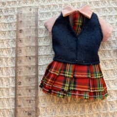学生服♡制服ベストネクタイ靴下チェックミニスカートAKBコスプレお洋服リカちゃんりかちゃんママバービーちゃんエリーちゃんの画像