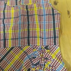 タンクトップ　赤チェック　キッズサイズの画像