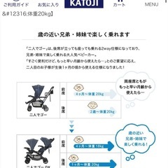 二人乗りベビーカー　カトージの画像