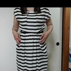 ボ━ダ━柄ワンピース サイズ 一般的なフリ━サイズの画像