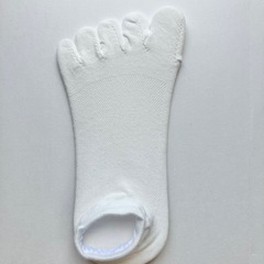 [新品] 白5足セット ハートメッシュ 5本指ソックス ショート丈 カバーソックス 滑り止め付きの画像