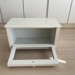 【2個セット】白いガラス扉収納ボックス（スタッキング可能） の画像