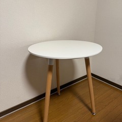 【おしゃれな北欧風】丸型カフェテーブル 直径60cm｜ホワイト×天然木脚の画像