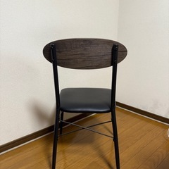 ダイニングチェア 単品（ブラック）ヴィンテージ風／スチールフレーム・木製背もたれの画像
