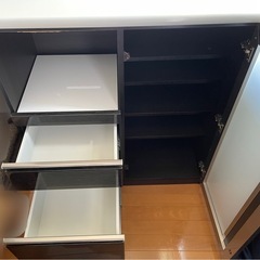 ✨ ニトリ Ｎポスティア 90BK キッチンボード レンジ台 調理台 食器棚の画像