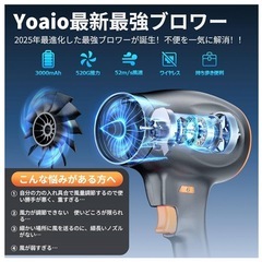 新品未使用✨️6段風速ロック ノズル付き ブロワー 洗車 エアダスター 大容量 バッテリー2個の画像