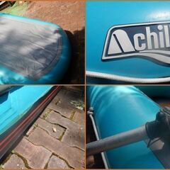 Achilles ゴムボート ４人乗り 椅子板なし フットポンプ パドル 船底カバー付きの画像