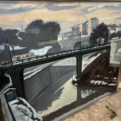 室田豊四郎/ Murota /新橋(昭和二十二年) /日本画 /絵画 /油彩 室田豊四郎/ Murota /お茶の水背景/洋画家 /絵画 /油彩 (にし