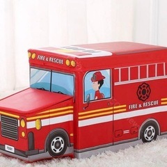 【新品未使用】キッズ収納スツール　パトカー 消防車 2点セットの画像