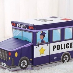【新品未使用】キッズ収納スツール　パトカー 消防車 2点セットの画像