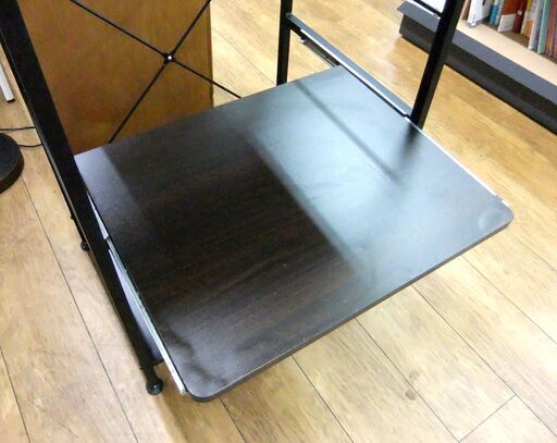 レンジラック キッチンラック 幅60cm ブラウン ロータイプ レンジ台 スライド棚付き 収納ラック キッチン収納 収納家具 札幌市 厚別区