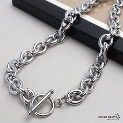 【新品】チェーンネックレス ステンレス ユニセックス シルバー 幅10mm 長さ45mmの画像