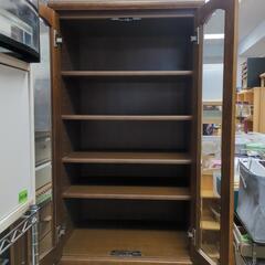 半額セール！ 食器棚 スリム キッチンキャビネット キッチンラック キッチン収納 食器収納 収納棚 カップボード カップボード キッチンボード ガラス扉の画像