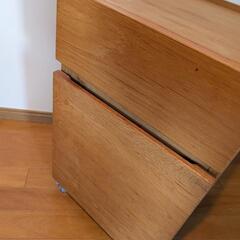 無印良品 MUJI 木製キャビネット オーク材 脇机 引き出し 学習机収納の画像