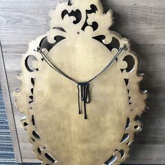 ☆壁掛けミラー 鏡 木製 ブラウン オーバル ネオミラー 高さ70㎝ インテリア 中古品(NF250805)517-110の画像