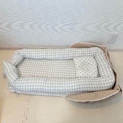ベッドインベッド ベビー お昼寝布団 ベビー布団 折りたたみ 寝返り防止 添い寝 新生児 赤ちゃん 乳幼児 持ち運び 男の子 女の子 軽量 コンパクト (ホワイト*ブラウン)の画像