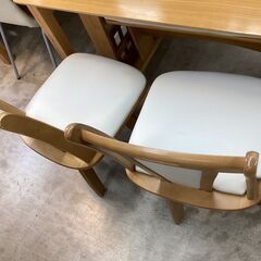 😊大川家具😊4点拡張式ダイニングセット😊回転椅子+ベンチ😊ファミリー😊2299の画像