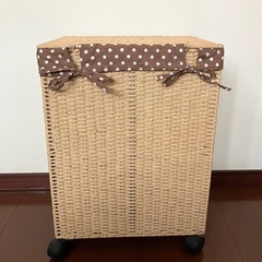 《手編み風ペーパー収納ボックス》キャスター付きの画像
