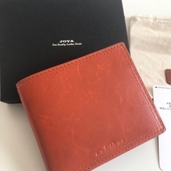 M【未使用品】JOYA（ジョヤ） サドルレザー 二つ折り財布 オレンジ メンズ SDレザー 天然皮革　の画像