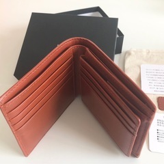 M【未使用品】JOYA（ジョヤ） サドルレザー 二つ折り財布 オレンジ メンズ SDレザー 天然皮革　の画像