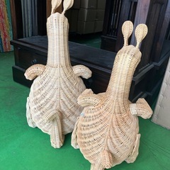 カンガルー籠　ラタン　2個セットの画像
