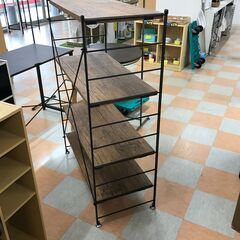 ★※当店アプリ会員様限定！ ジモティ限定価格 始めました！ ★【ｼﾞｬﾝｸﾞﾙｼﾞｬﾝｸﾞﾙ金沢店】木製シェルフ 茶/黒 W(幅)82×D(奥行き)38×H(高さ)122cm ※クリーニング済みの画像