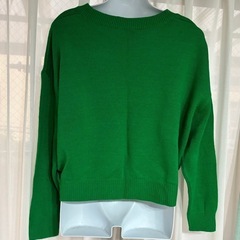 H&M グリーン クルーネック ニット L☆の画像