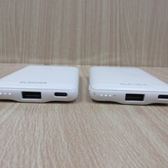 ( M-733 )モバイルバッテリー ELECOM DE-C37-5000 WH ２つセット コンパクト ミニ ホワイト 白 PSE認証 中古 動作確認済みの画像