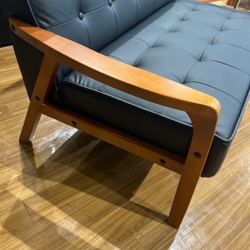 2人掛けソファー ブルー×ブラック【トレファク南柏店】