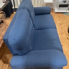 3人がけ ソファ 青色の画像