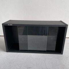 コミック収納　木製　引き戸　ブラック
の画像