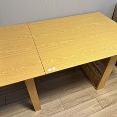 【〜お盆/中古・ニトリ】折り畳みダイニングテーブル＋椅子2脚(ロピア2 LBR)の画像