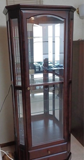 照明付ガラスキャビネット 飾り棚 ミラー付