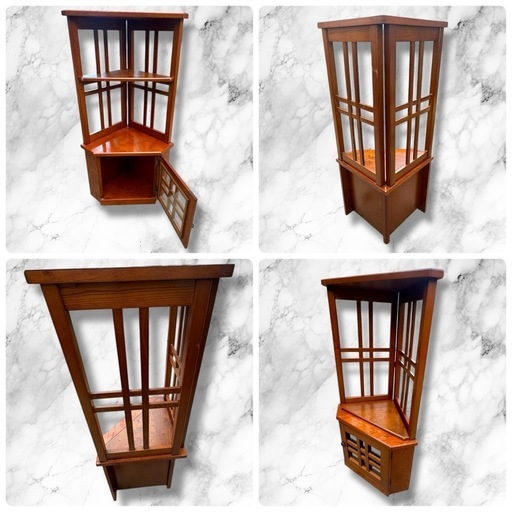 木製コーナーラック 高さ123cm コレクション 幅67cm 奥行44cm 扉付き