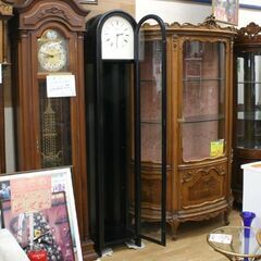 クオーツ式ホールクロック コレクションケース 高さ188cm 3面ガラス 棚板・鍵欠品 札幌市 清田区 平岡の画像