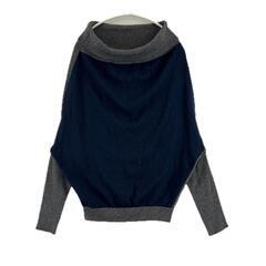 美品 ノーブランド  無地 秋冬 AW 長袖ニット ネイビー レ...