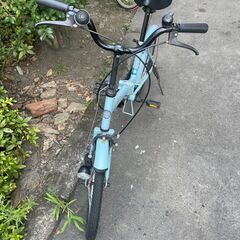 折りたたみ自転車　No.365　水色　LEDライト付き　20インチ　ミニベロ　【リサイクルショップどりーむ天保山】の画像