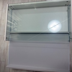 ガラスローテーブル(ホワイト/引出し付き)の画像