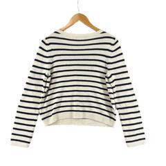 theory luxe セオリーリュクス ボーダー 秋冬 AW 長袖ニット コットン/カシミヤ ホワイト レディース 38【古着】【中古】【送料無料】の画像