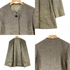 美品 SCAPA スキャパ その他 秋冬 AW コート ウール グレー レディース 40 ノーカラーコート　ヘリンボーン【古着】【中古】【送料無料】の画像