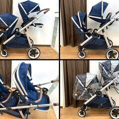 ★双子・兄弟や姉妹に！Qtus 2人乗りベビーカー Q11 オプション品付★の画像