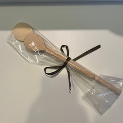 【木製しゃもじ風スプーン 2本セット】ラッピング済み／未使用品の画像