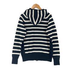 美品 flam clip フラムクリップ ニットパーカー　カシミヤ100% ボーダー 秋冬 AW パーカー カシミヤ ブラック レディース 38【古着】【中古】【送料無料】の画像
